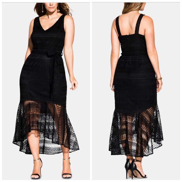 City Chic Dresses & Skirts - City Chic Black Simmer Lace Mermaid Dress Size 16